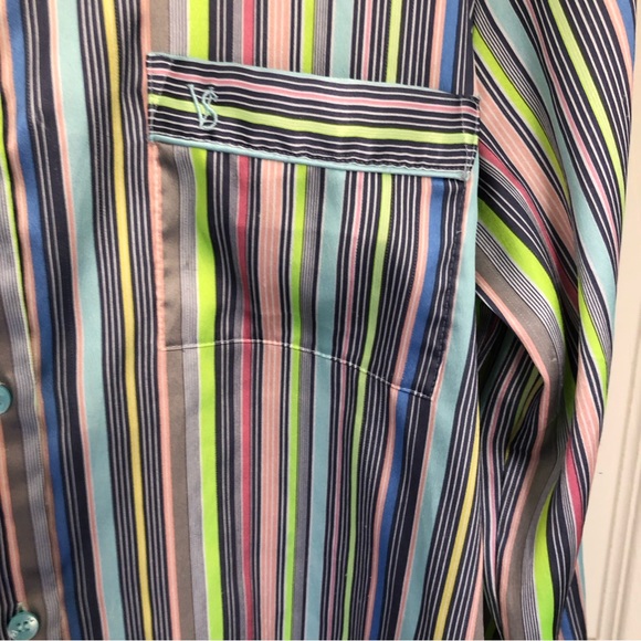 Victoria's Secret Satin Striped Pajama Shirt SZ M - Picture 6 of 13